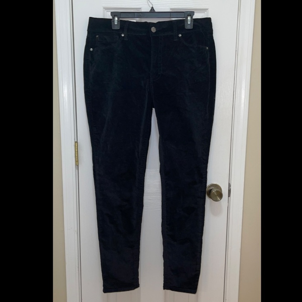 Seven 7 Black Velvet Tummyless High Rise Pants